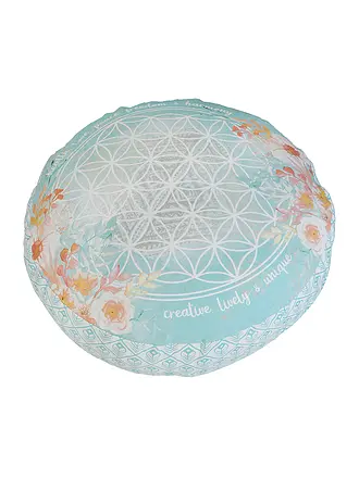 THE SPIRIT OF OM | Cuscino da meditazione rotondo giada/arancione |